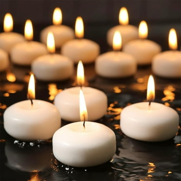 12 Pack Floating Candles - White, 1.9"D x 1.9"W x 1.1"H,Burning Time 6-8 Hours,Fragrance-Free,Various Occasions