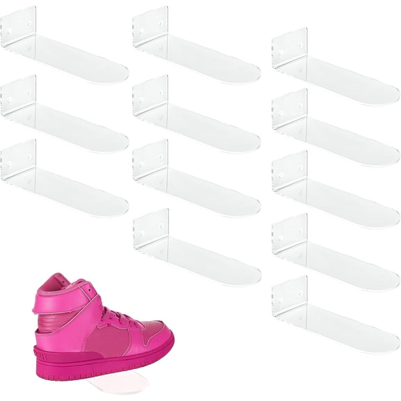 12 Pack Floating Shoe Display Shelf,Clear Acrylic Floating Shelves for Sneaker Collection Levitating Acrylic Shoe Shelf,Wall Mounted Sneaker Shelves Storage for Bedroom,Hallways Etc.
