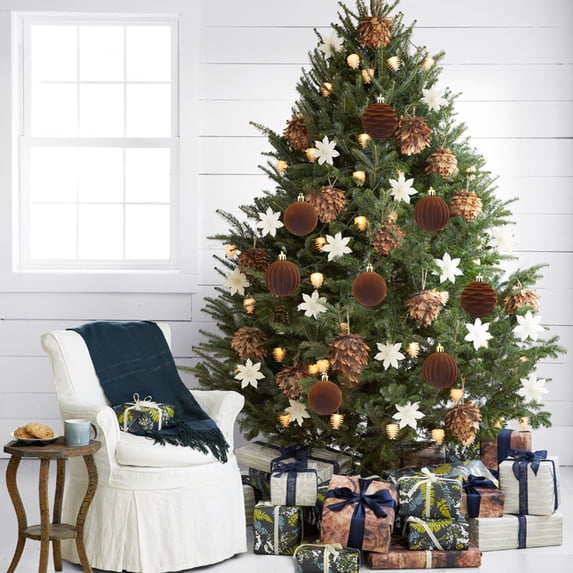 12 Pack Flocked Christmas Balls Set, 2.36 in Velvet Suede Textured Christmas Tree Ornaments Set, Hanging Pendants Decor for Xmas Tree Wedding Party Home Indoor Holiday Decor