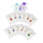 12 Pack Flower Charm Thank You Gifts with Cards and Organza Bags, Teacher Appreciation Gifts, Small Thank You Gifts Bulk, Flower Keychain Charms for Students Classroom Graduation Gifts