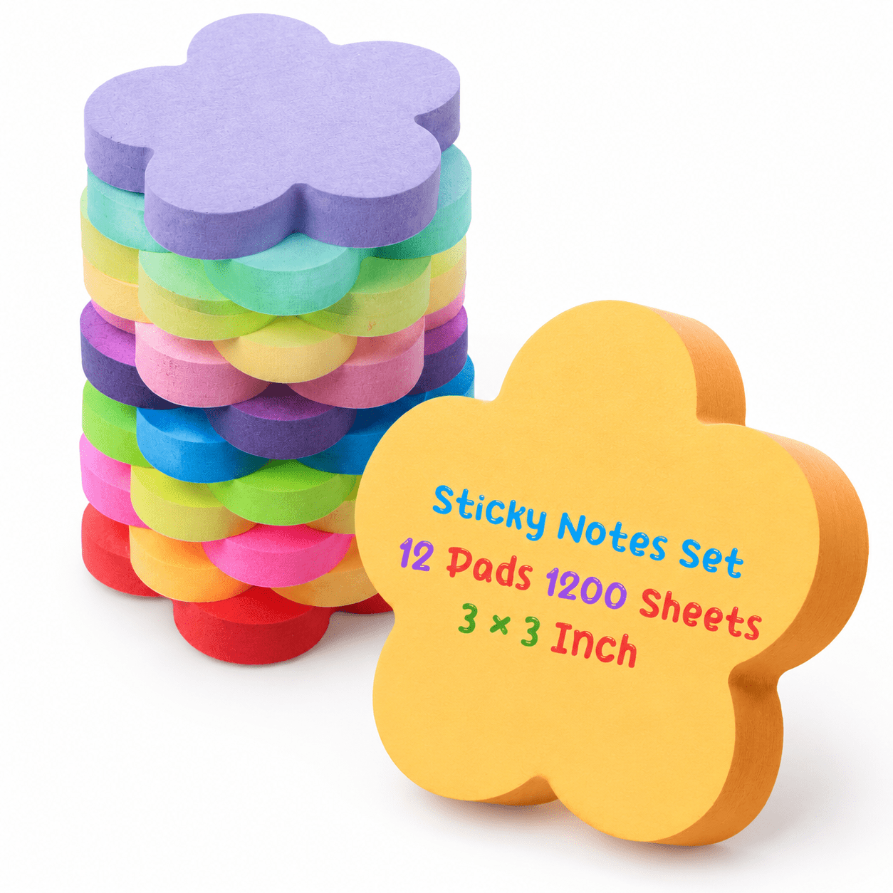 12 Pack Flower Sticky Notes Bulk 3 Inch 100 Sheets/pad - Walmart.com