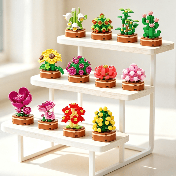 12 Pack Flower Succulent Building Bricks Set Compatible with Lego, 1001 Pcs DIY Creative Bouquet Building Blocks Kit  for Adults & Teens, Art Floral Home Decor, Perfect Mother's Day Gift for Mom