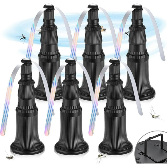 12 Pack Fly Fans for Tables, Fly Fan for Indoor Outdoor Tables Battery Powered Fly Swatter Fan to Keep Flies Away with Holographic Blades, Classic