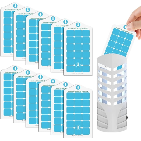 12 Pack Flying Insect Trap Refill Compatible with Fly Trap LAMP Refill-VF02, Glue Board Bug Catcher, Replacement Sticky Glue Cards for Indoor Mosquito Gnat Fly & Other Bugs (Classic)