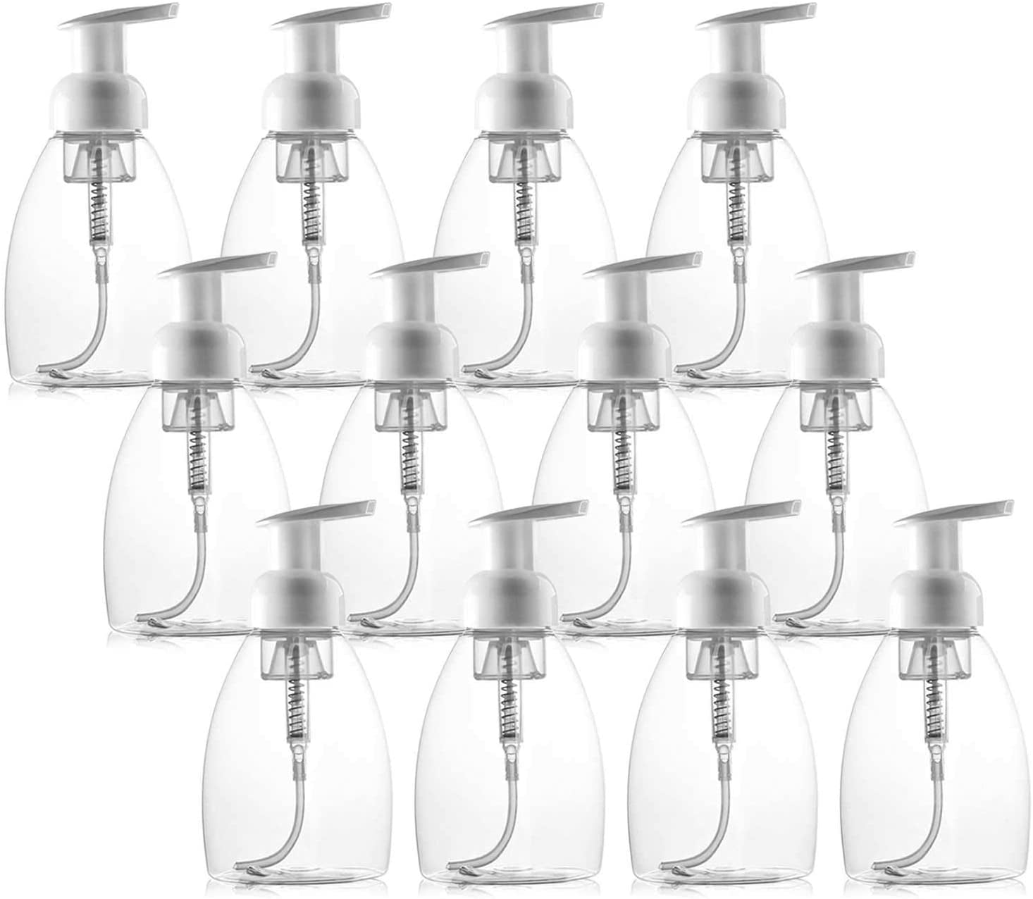 12 Pack Foaming Soap Dispenser Pump Bottles, 8oz (250ml) Foaming Hand Soap Dispenser, Refillable Liquid Soap Foaming Dispenser, Empty Plastic Bottles for Kitchen, Bathroom, Commercial, Clear