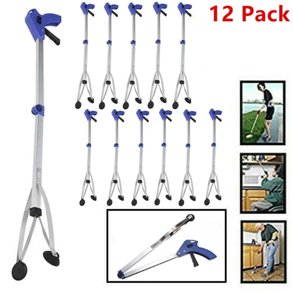 12 Pack Foldable Reacher Grabber Tool, Long 32" Foldable Extender Gripper Tool, Suction Cups for Precise Work, Claw Trash Garbage Picker, Garden Nabber, Mobility Aid Pick Up Tool, Wholesale, Bulk