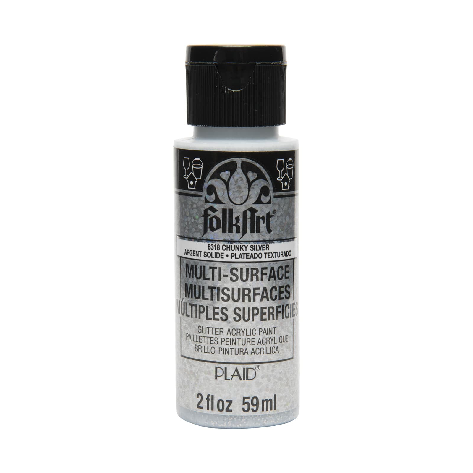 Multi-Surface Glitter Acrylic Paint in Sequin Silver by FolkArt