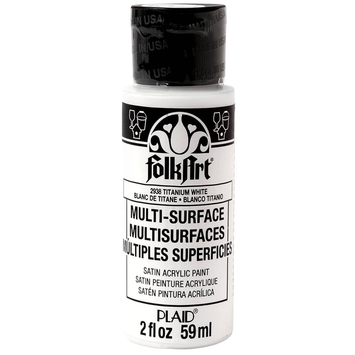 Shop Plaid FolkArt ® Multi-Surface Satin Acrylic Paints - Titanium White, 2  oz. - 2938 - 2938