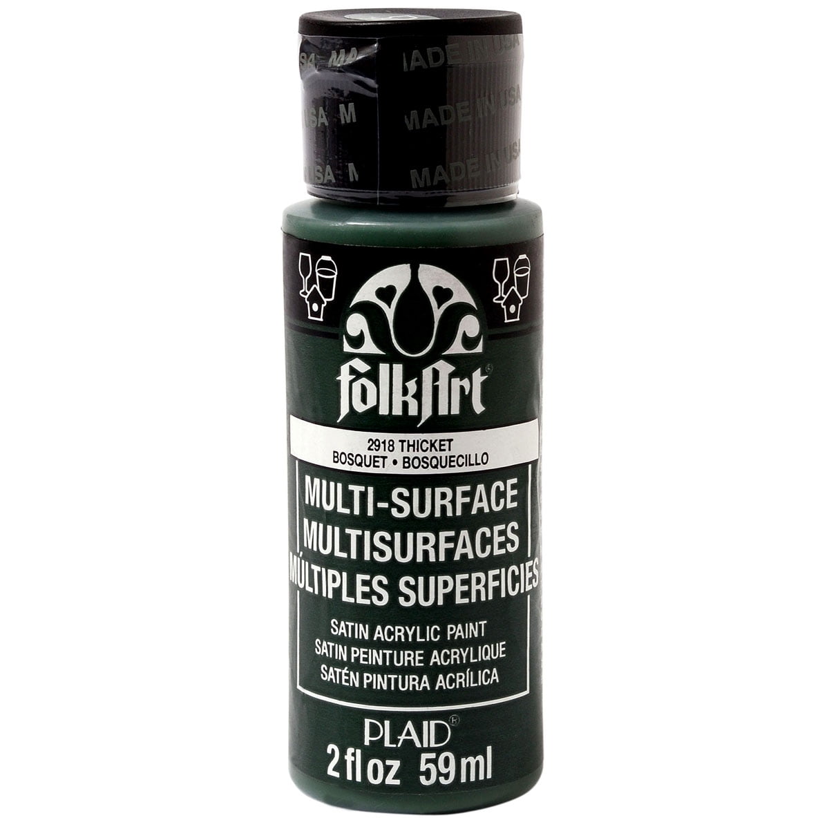 2oz. Thicket Multi-Surface Satin Acrylic Paint by FolkArt - Non-Toxic Paint for Drawing - Painting - Art & Crafts Supplies - Bulk 12 Pack