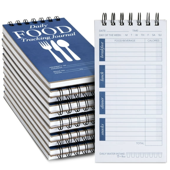 Juvale Food Journal - 12 Pack, 4 x 8 In, Softcover - Daily Food Tracker Journal - Calorie Log Book with Meal Plan & Water Intake Sections