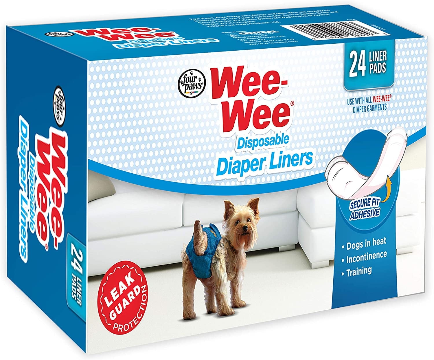 12 Pack Four Paws Wee Wee Disposable Diaper Liner Pads [Dog Diapers and