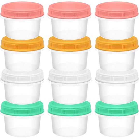 12 Pack Freezer Containers with Screw , 6oz Stackable Storage Container, Airtight Plastic Storage Containers with Twist Top for Sauce Jello Soup