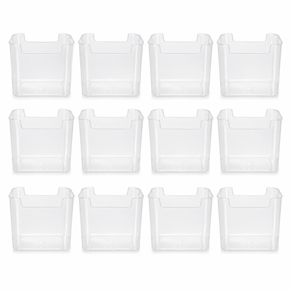 12 Pack Fridge Door Organizer Bins, Clear Refrigerator Side Door Storage Containers for Sauce Packets, Cheese and Produce