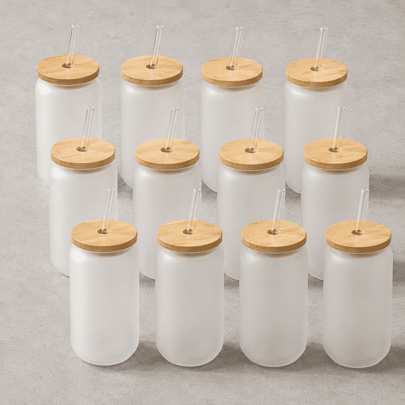 12 Pack Frosted 18 Oz Sublimation Tumbler Cups with Lid and Straw