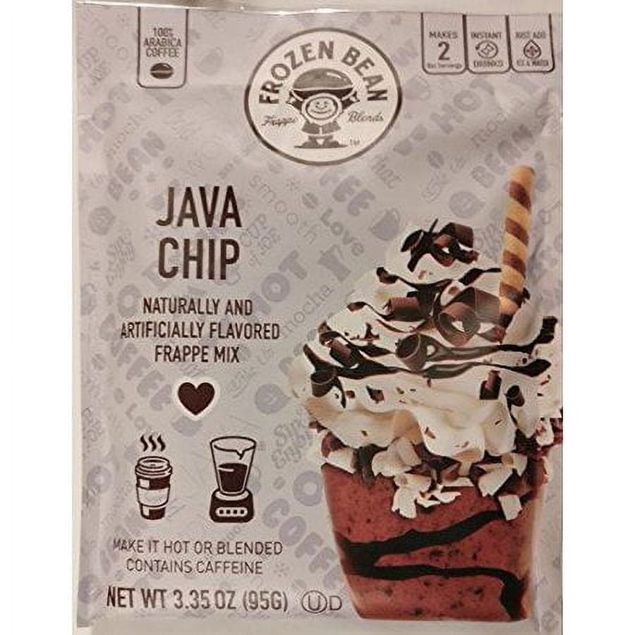 (12 Pack) Frozen Bean Frappe Blend Medium Roast, Instant Coffee Packets,  Java Chip, 3.35 oz