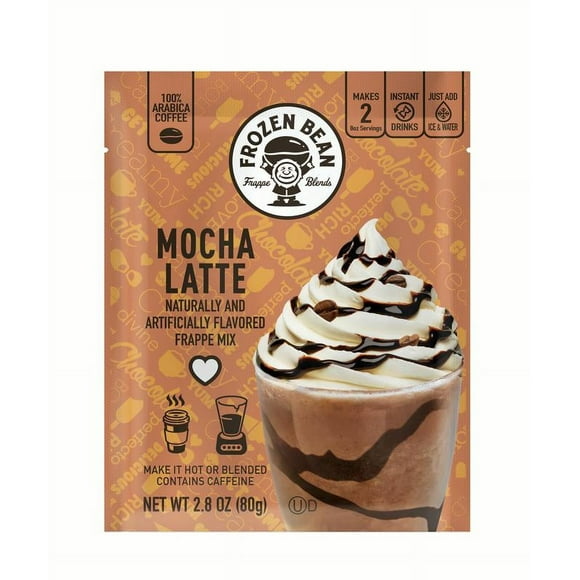 (12 Pack) Frozen Bean Frappe Blend Medium Roast, Instant Coffee Packets, Mocha Latte, 2.8 oz