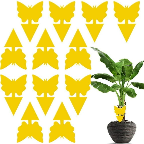 12 Pack Fruit Fly Traps, Double-sided Sticky Fungus Gnat Killer Yellow Insect Catcher Sticky Bug Insect Killer for Houseplant Fly Insect Control Indoor and Outdoor