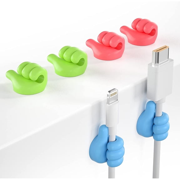 12 Pack Fun Cable Holder Clips, Cord Organizer for Desk - Cord Clip, Wire Holder Organizer, Phone USB Charger Cable Holder, Wire Cord Management for Wall Car Desktop Nightstand (Colorful)