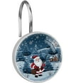 12Pack Fun Christmas Santa Crystal Glass Shower Curtain Hooks Rings