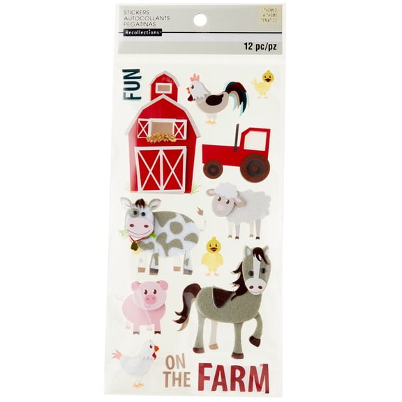 Recollections Fun on the Farm Dimensional Stickers, 12 Pack