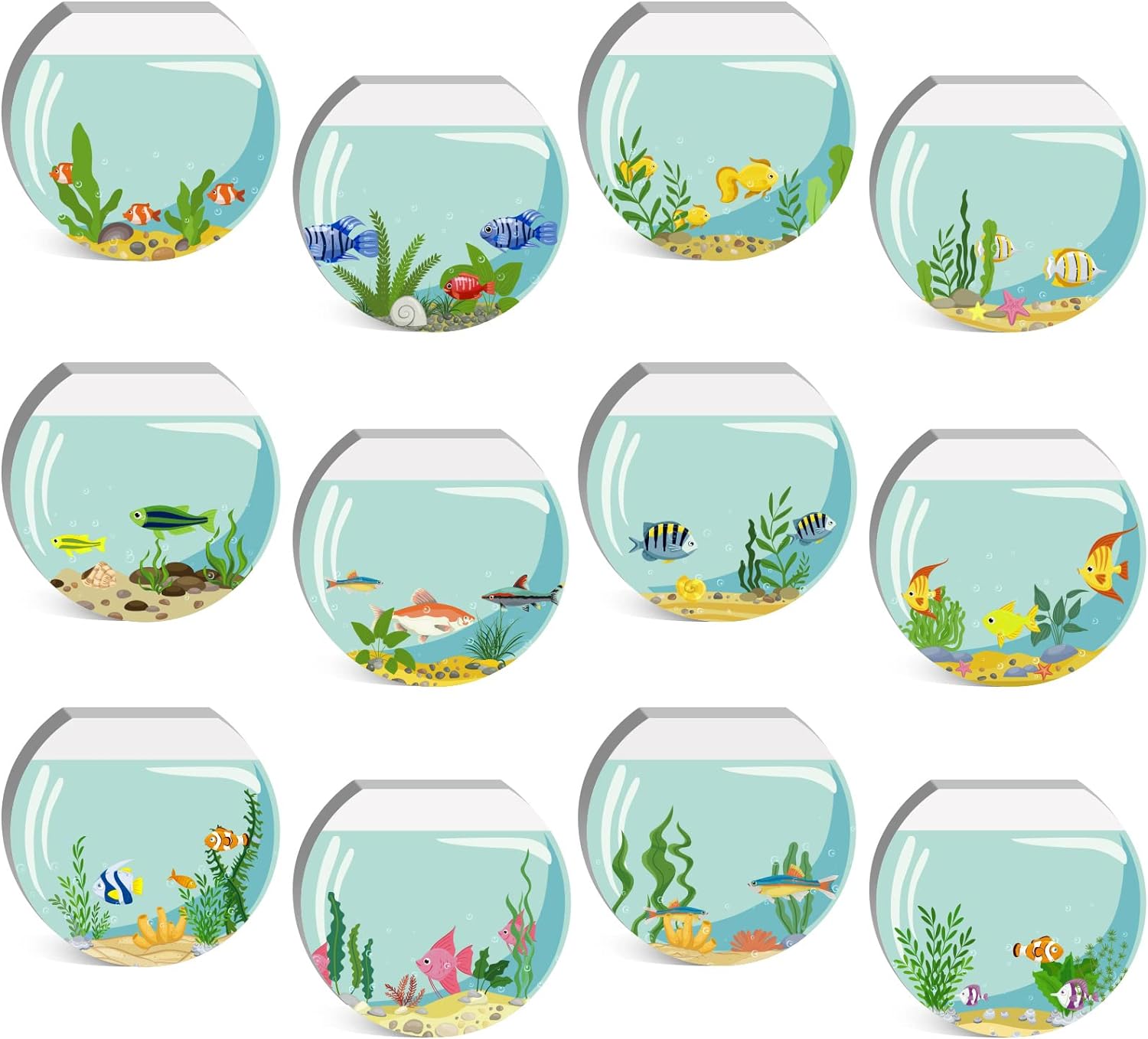 12 Pack Funny Sticky Notes 3.15 x 3.15 Inch Fishbowl Notepads Tropical ...