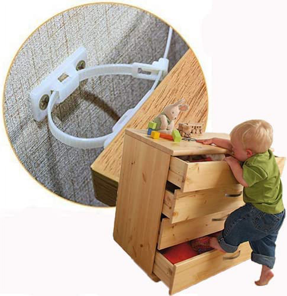 12 Pack Furniture Straps Baby Proofing, Adjustable Furniture Anchors