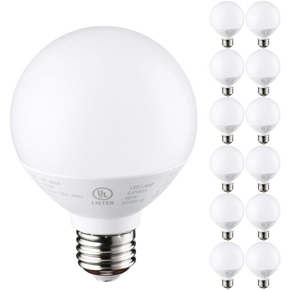 12 Pack G25 Globe Light Bulbs, LED Bathroom Bulbs, 40W Decorative Bulb, 3000K Warm White