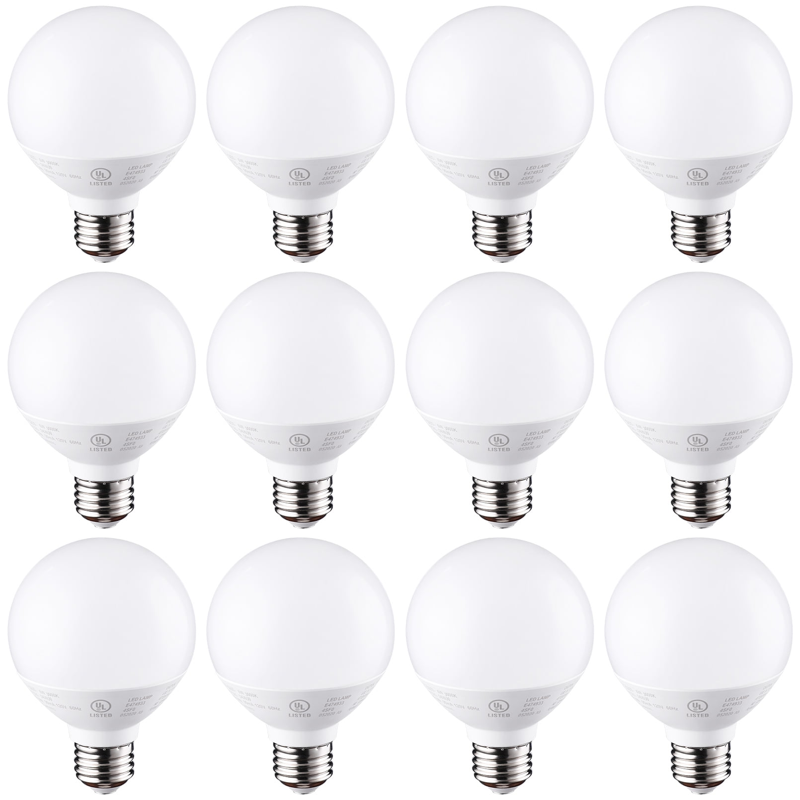 12 Pack G25 LED Globe Bulb, E26 Base, Ideal for Bathroom Vanity or Mirror, Dimmable, 3000K Warm White