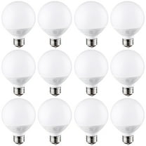 12 Pack G25 LED Globe Bulb, E26 Base, Ideal for Bathroom Vanity or Mirror, Dimmable, 3000K Warm White