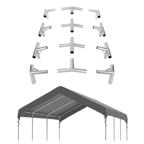 12 Pack Galvanized Canopy Fittings, Carport Connector Kit for 1-3/8" Rails, DIY Shed Greenhouse Garage Frame (No Poles)