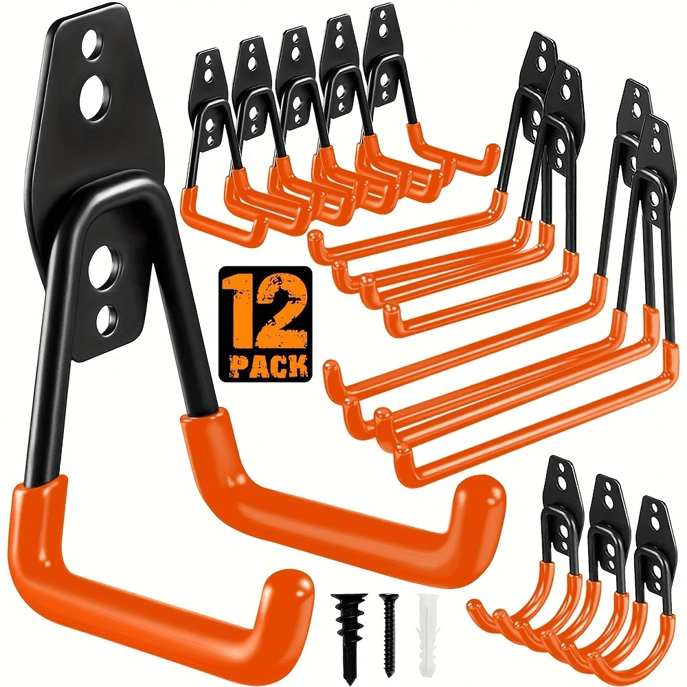 Techshare 12 Pack Heavy Duty Garage Hooks, Wall Mount Organizer for ...