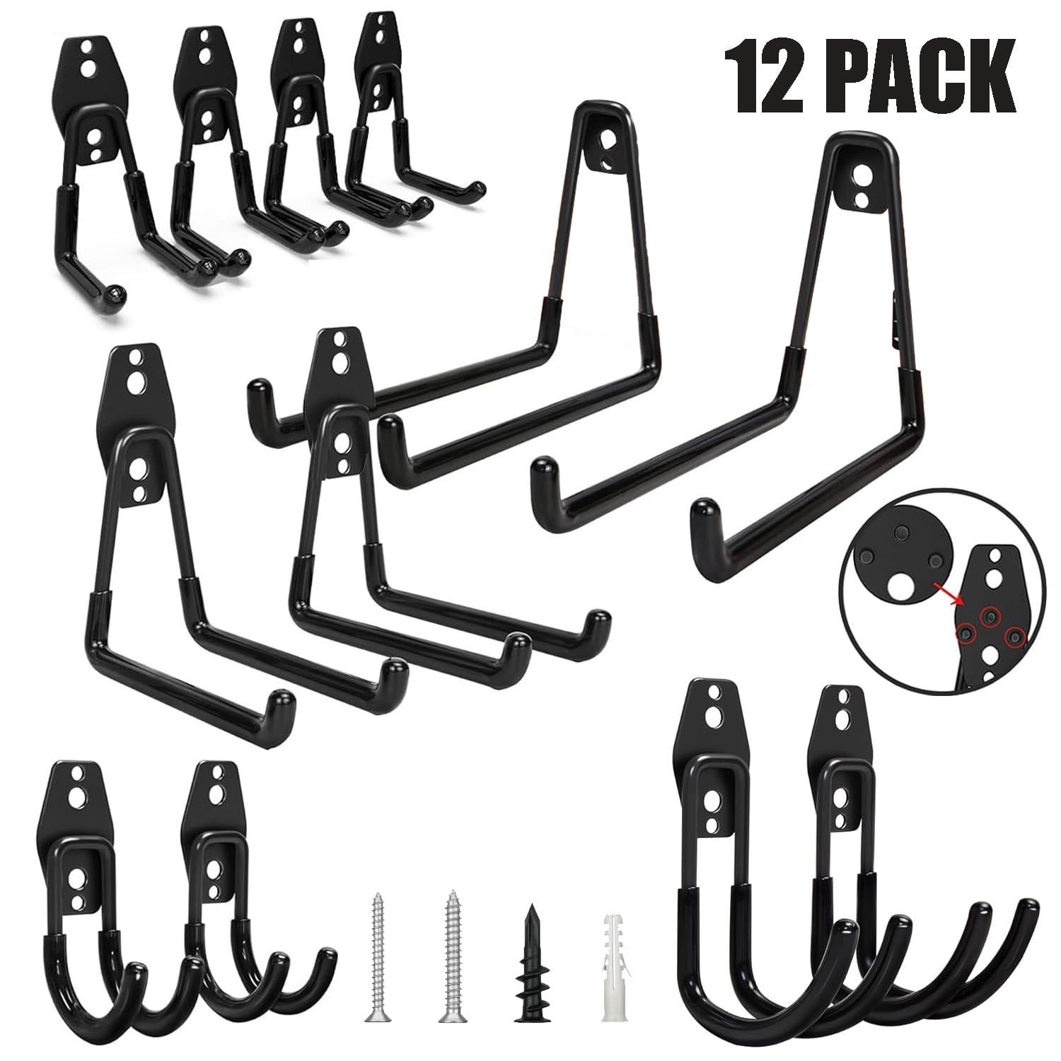 12 Pack Garage Hooks Heavy Duty,Utility Steel Garage Storage Hooks,Wall ...