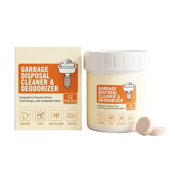 12 Pack Garbage Disposal Cleaner Tablets Kitchen Sink Drains Deodorizer and Stain Removal Cleaner Yellow