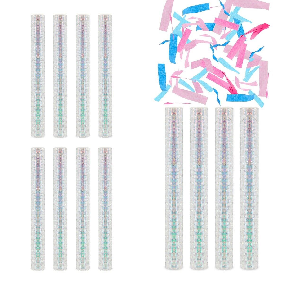 12 Pack Gender Reveal Confetti Wands, Pink And Blue Confetti Flutter