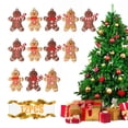 thumbnail image 1 of 12 Pack Gingerbread Man Ornaments Christmas Tree Decorations, 3 inch Tall Gingerman Hanging Christmas Tree Ornament Holiday Decor, 1 of 9
