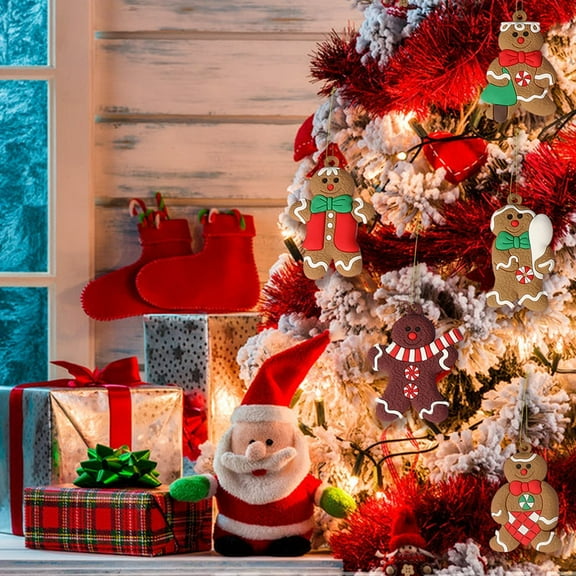 12 Pack Gingerbread Man Ornaments for Christmas Tree Decorations, Mini Gingerman Hanging Charms Christmas Tree Ornament Holiday De