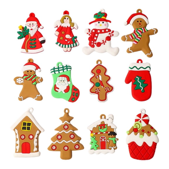 12 Pack Gingerbread Man Ornaments with Hole for Xmas Tree Decor Tall Gingerman H