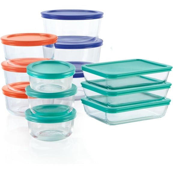(12-Pack) Glass Food Storage Containers Set, (1, 2, & 3 Cup) Meal Prep Containers with Plastic BPA-Free Lids, Dishwasher & Microwave Safe