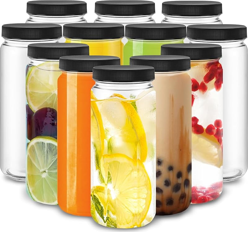 25 Oz Glass Juice Bottles With Lids, 6 Pack - Borosilicate Glass, Leak Proof, BPA Free For Smoothies & Storage