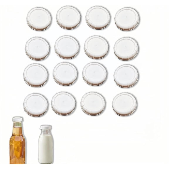 12 Pack Glass Milk Bottle Caps, 48mm (1.87 Inch) Snap-On Replacement Lids, BPA-Free Airtight Seal Milk Bottle Tops for Standard Glass Milk Bottles, Leak-Proof Dairy Container Covers(White)