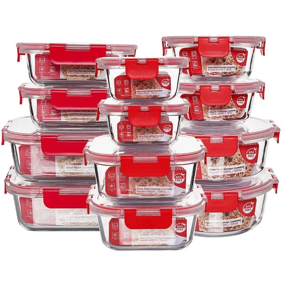 12 Pack Glass Storage Containers Transparent Stackable Design Meal Prep For Food Home Kitchen & Pantry Organization Microwave/freezer/dishwasher Safe