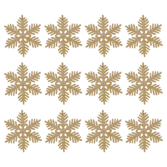 12-Pack Glitter Hollow Snowflake Ornaments | Oimcto 10cm Plastic Hanging Snowflake Decorations for Christmas Tree, Window & Wall