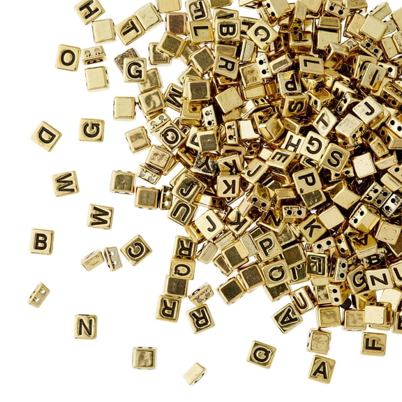 Bead Landing Gold Alphabet Plastic Craft Beads, 8mm, 12 Pack