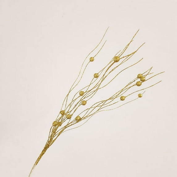 12 Pack Gold Christmas Tree Ornaments Set, Artificial Glitter Berry Stem Ornaments Christmas Picks Branches for Xmas Tree Sticks Decorations Vase Wreath Holiday Wedding Party Home Decor