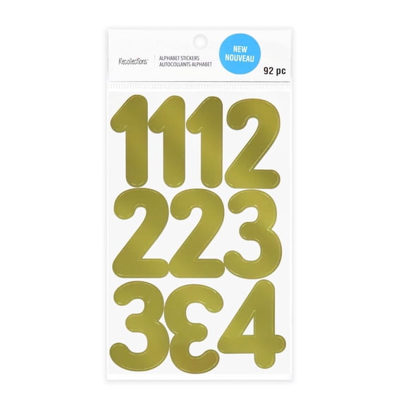 Recollections Gold Foil Rounded Number Stickers, 12 Pack
