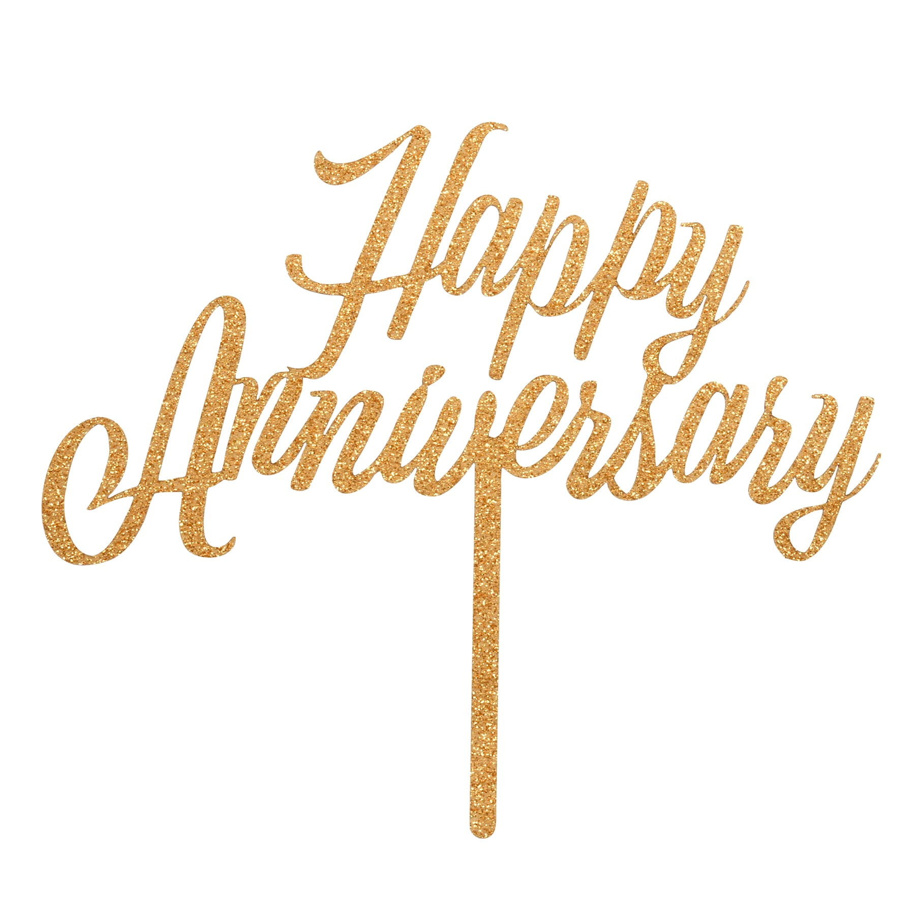 12 Pack Gold Glitter Happy Anniversary Cake Topper by Celebrate It