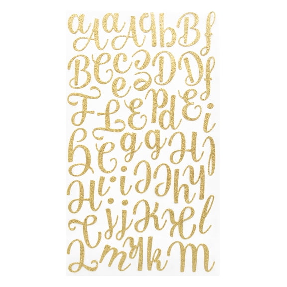 Recollections Gold Glitter Script Alphabet Stickers, 12 Pack