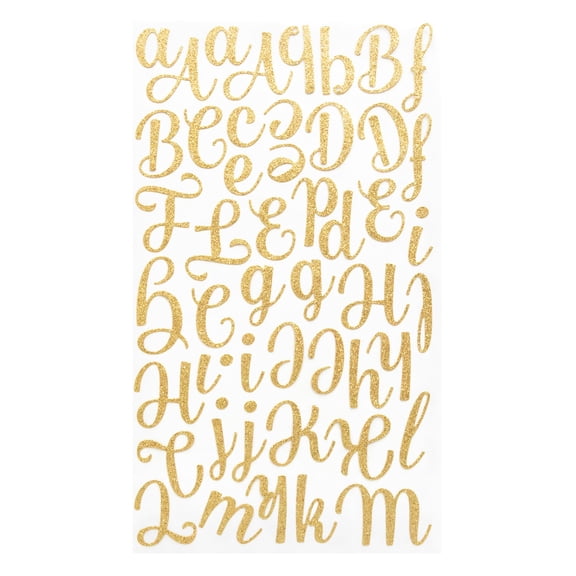 Recollections Gold Glitter Script Alphabet Stickers, 12 Pack