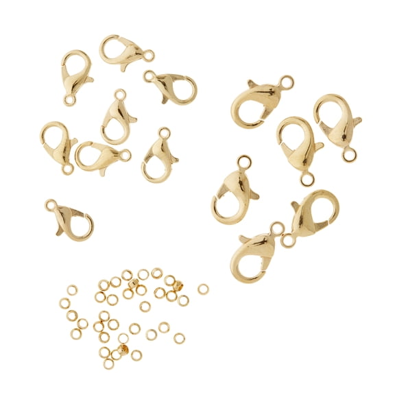 12 Pack: Gold Lobster Clasps & Crimp Beads by Bead Landing