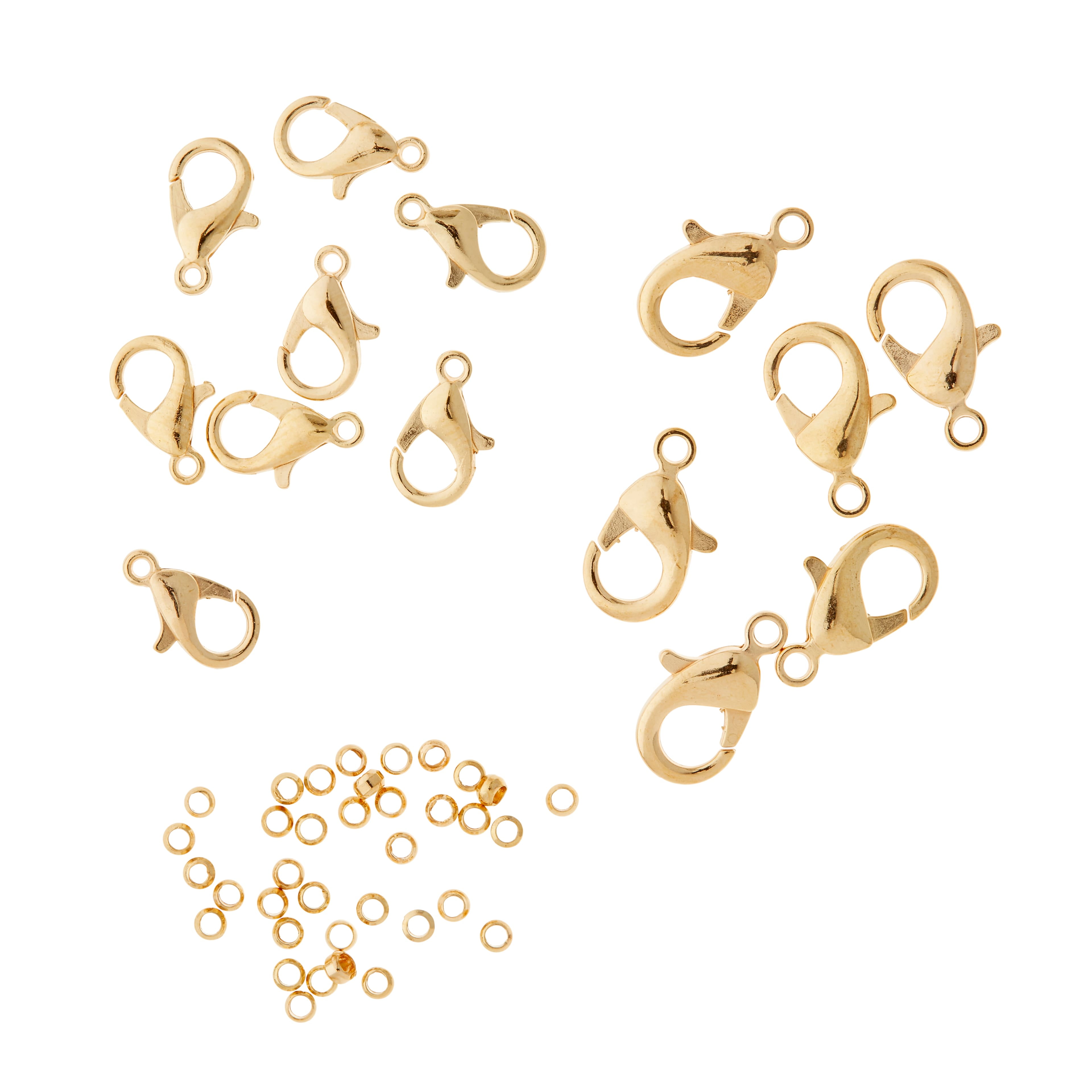 12 Pack Gold Lobster Clasps Crimp Beads by Bead Landing